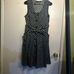 Retro Chic Black and White Polka Dot Dress - Size M